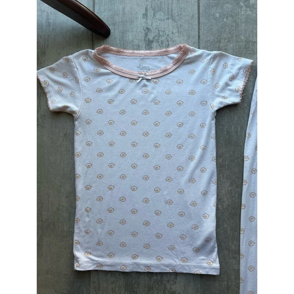 $45 MILKBERRY Pajamas Boutique Designer Bamboo 2 Piece Pjs Set Girls Flower 5T